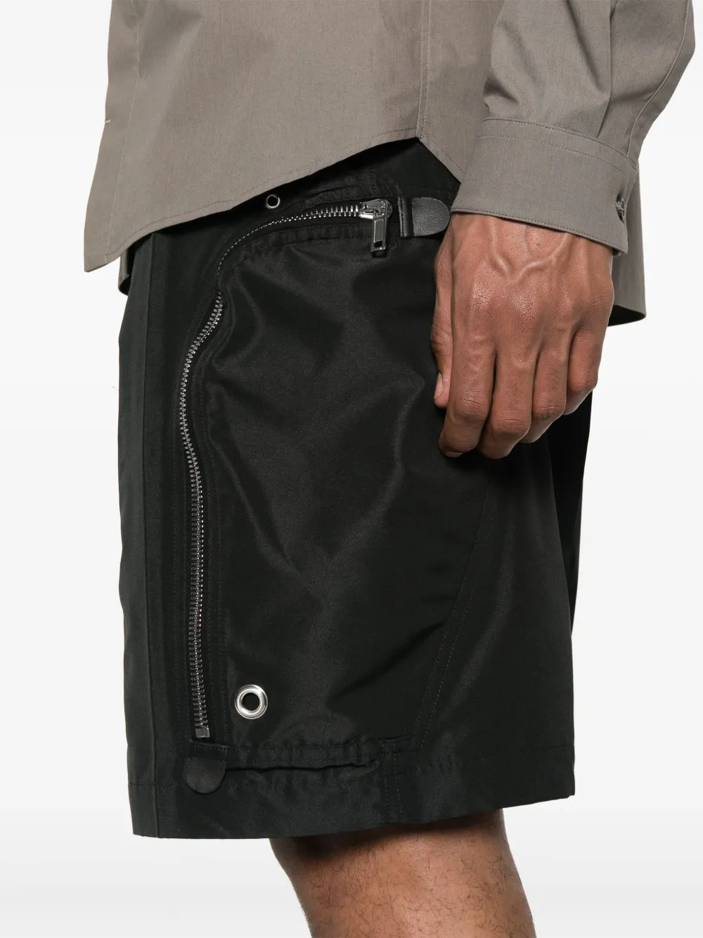 Shop Rick Owens Zip-pocket Poplin Shorts In Black