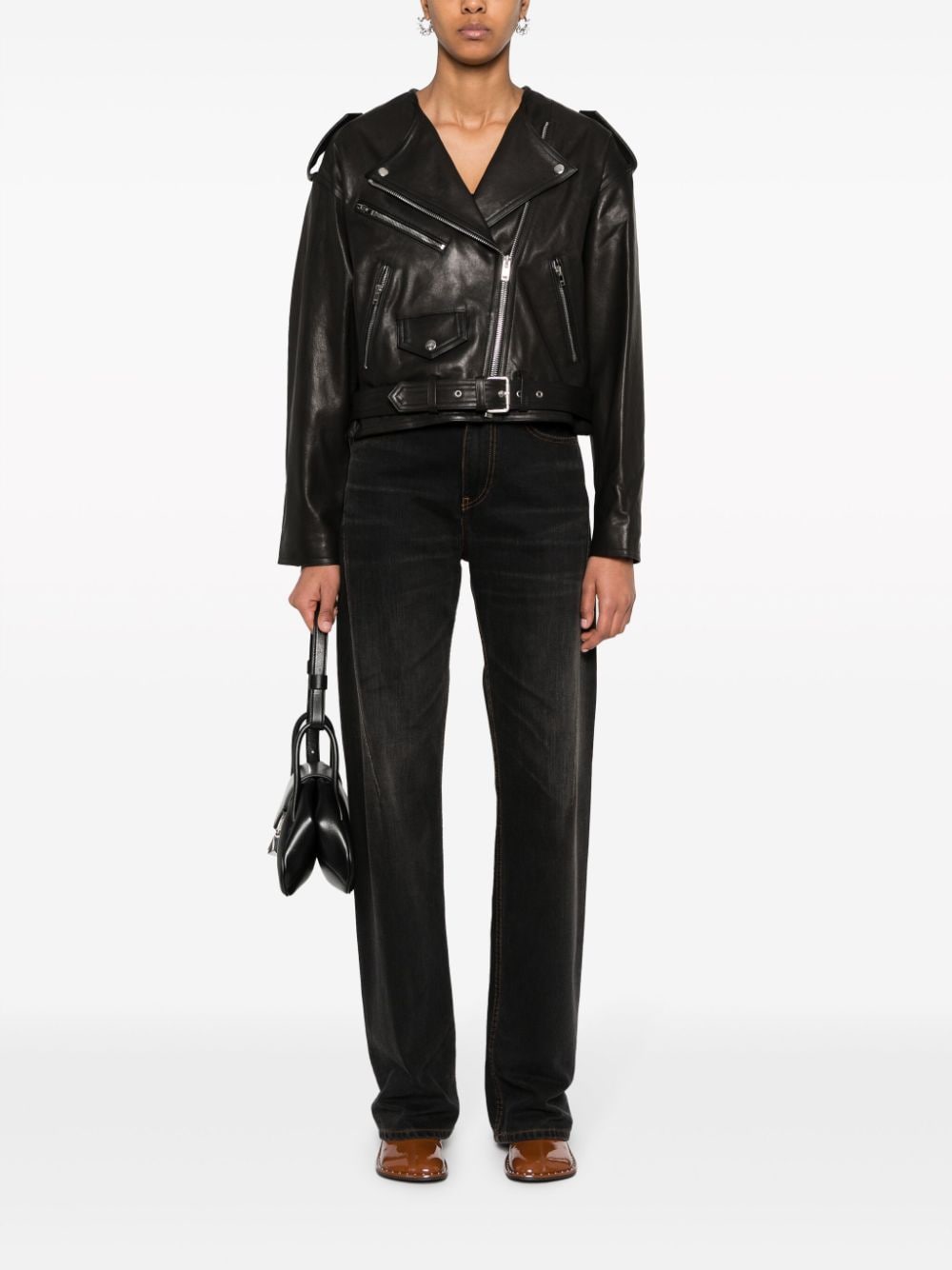 Shop Isabel Marant Leather Biker Jacket In Black