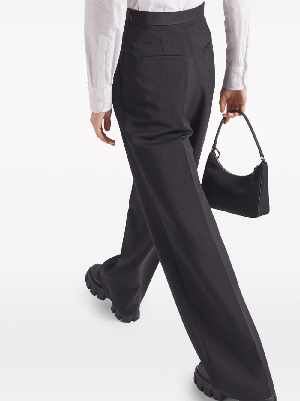 Shop Prada Kid-mohair Tailored Trousers In Black