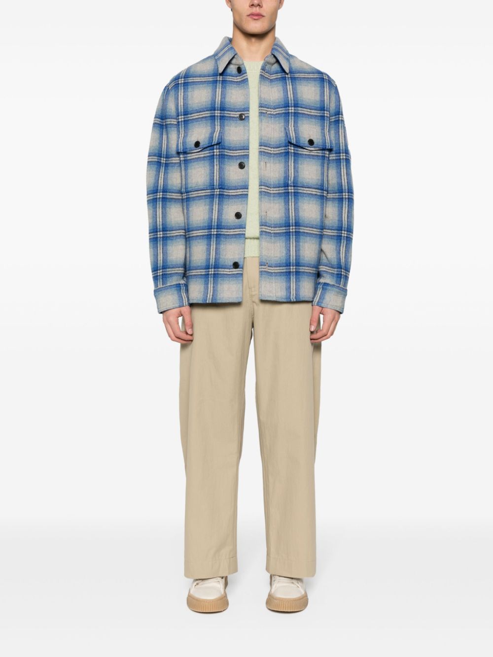 MARANT Kervon plaid shirt jacket - Blue