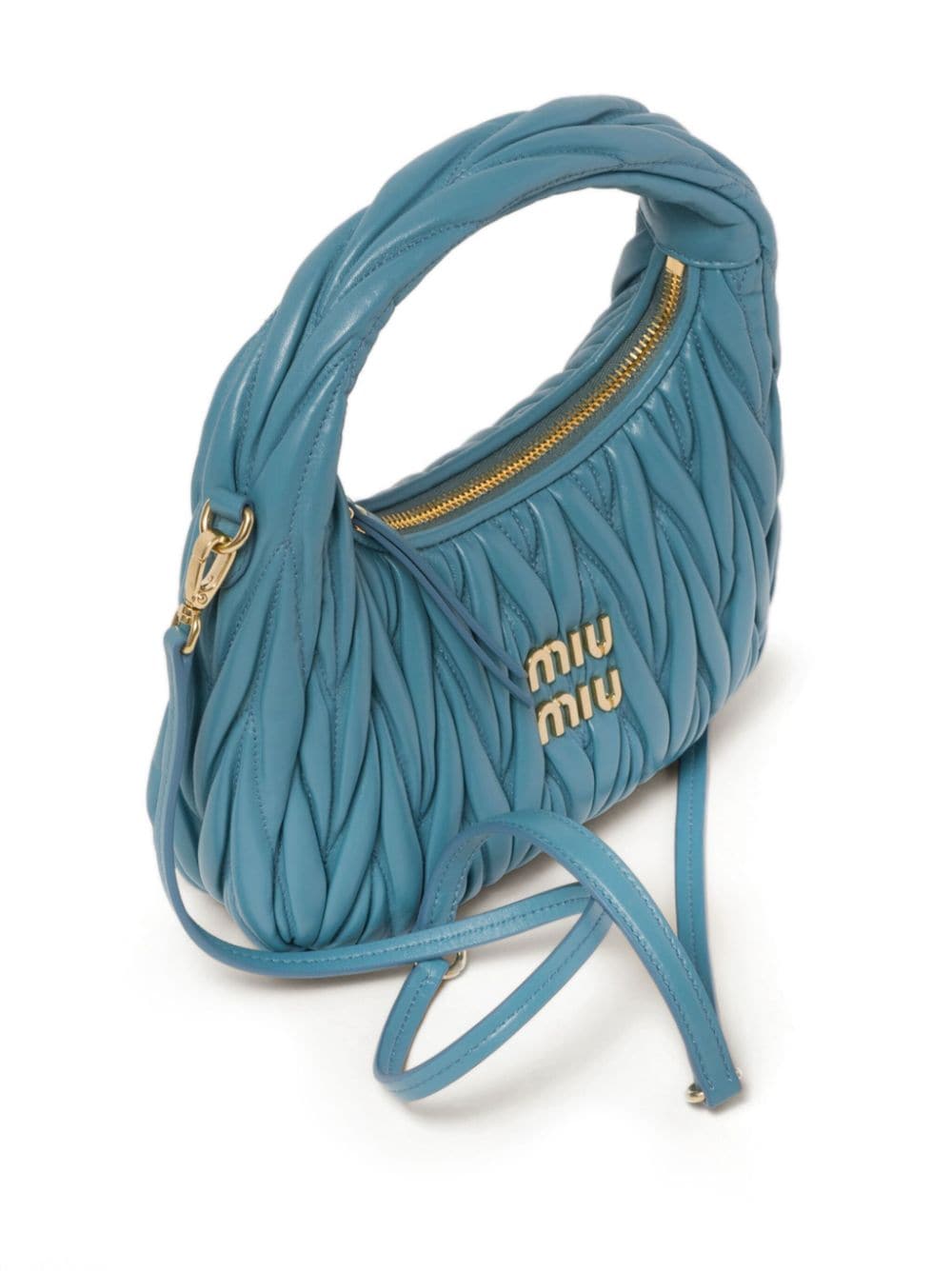 Shop Miu Miu Mini Wander Matelassé Shoulder Bag In Blue