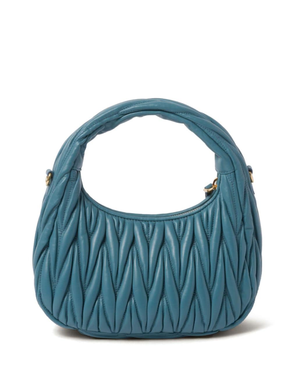 Shop Miu Miu Mini Wander Matelassé Shoulder Bag In Blue