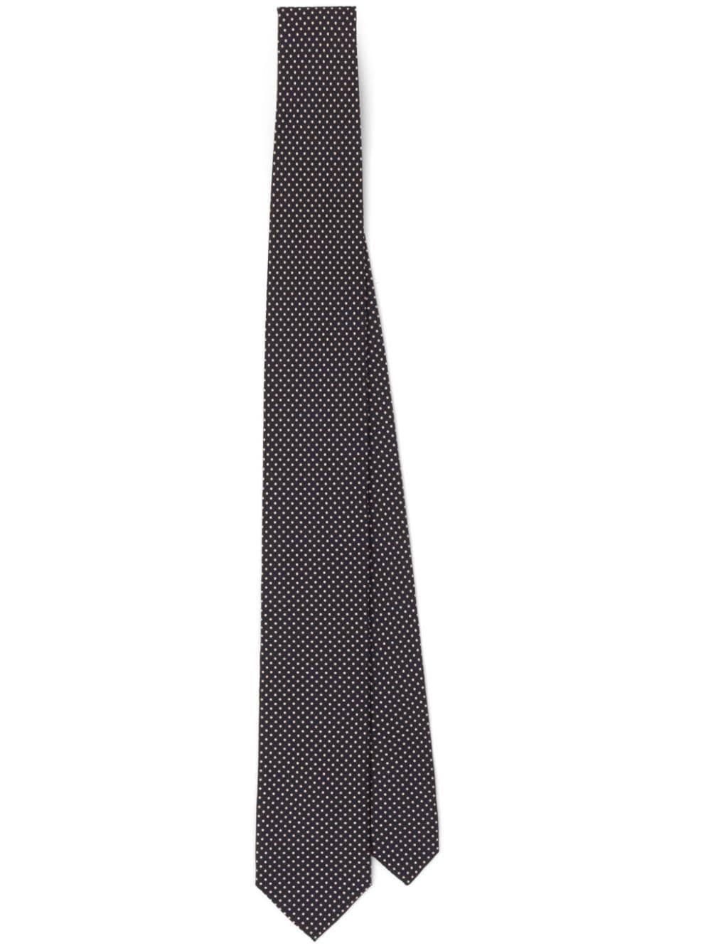 Prada Polka Dot-jacquard Silk Tie In Black