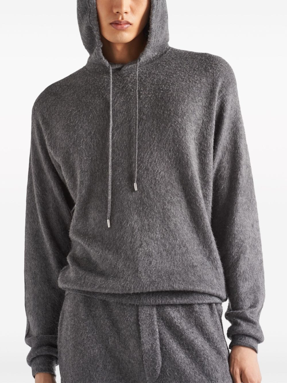 Shop Prada Triangle-logo Cashmere Hoodie In Grey