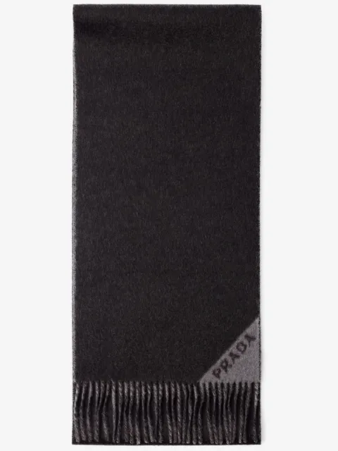 Prada embroidered-logo fringed scarf