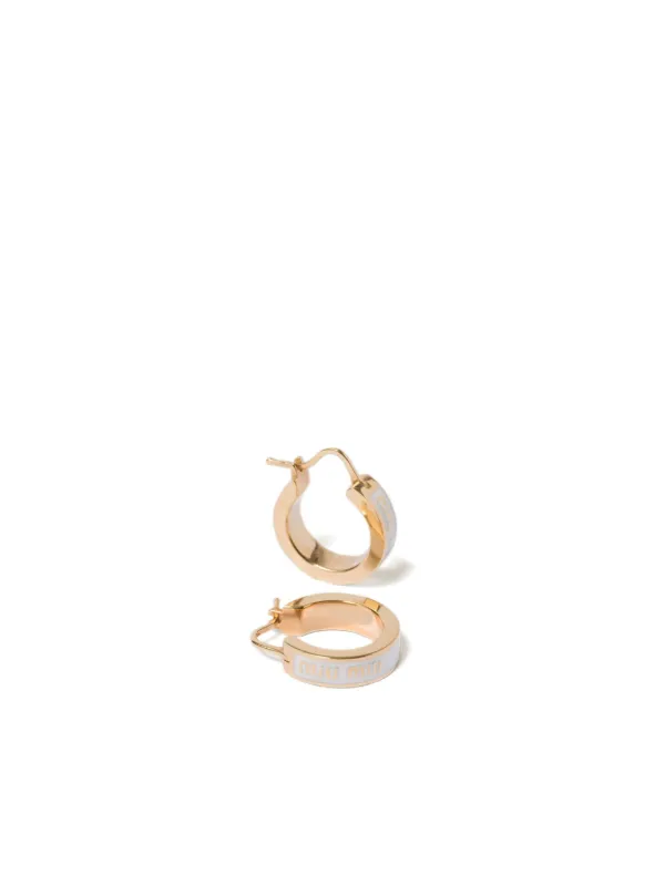 Miu Miu Enamel Hoop Earrings | White | FARFETCH