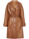 Prada belted leather trench coat - Brown