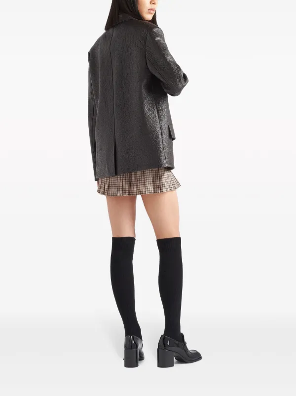 Prada レザー シングルジャケット | ブラウン | FARFETCH JP