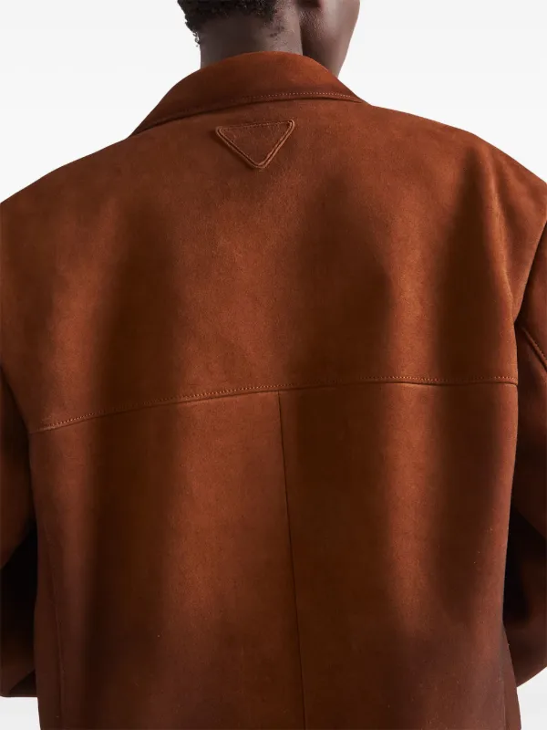 Prada スエード シングルジャケット | ブラウン | FARFETCH JP