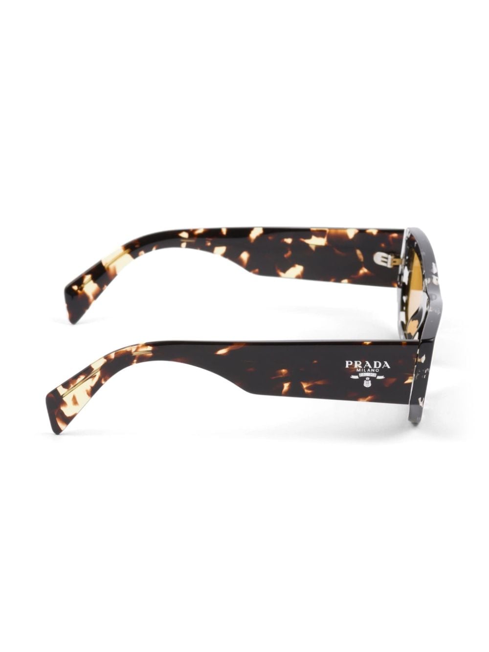 Shop Prada Tortoiseshell-effect Rectangle-frame Sunglasses In Brown