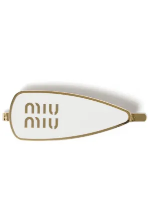 Miu Miu レザー ヘアクリップ | ホワイト | FARFETCH JP