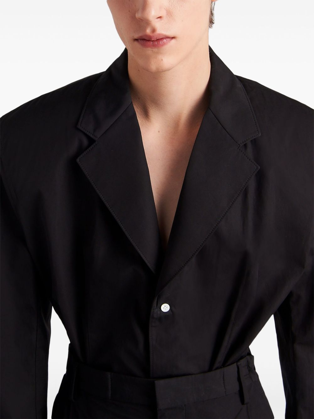 Shop Prada Single-breasted Cotton Blazer In Schwarz