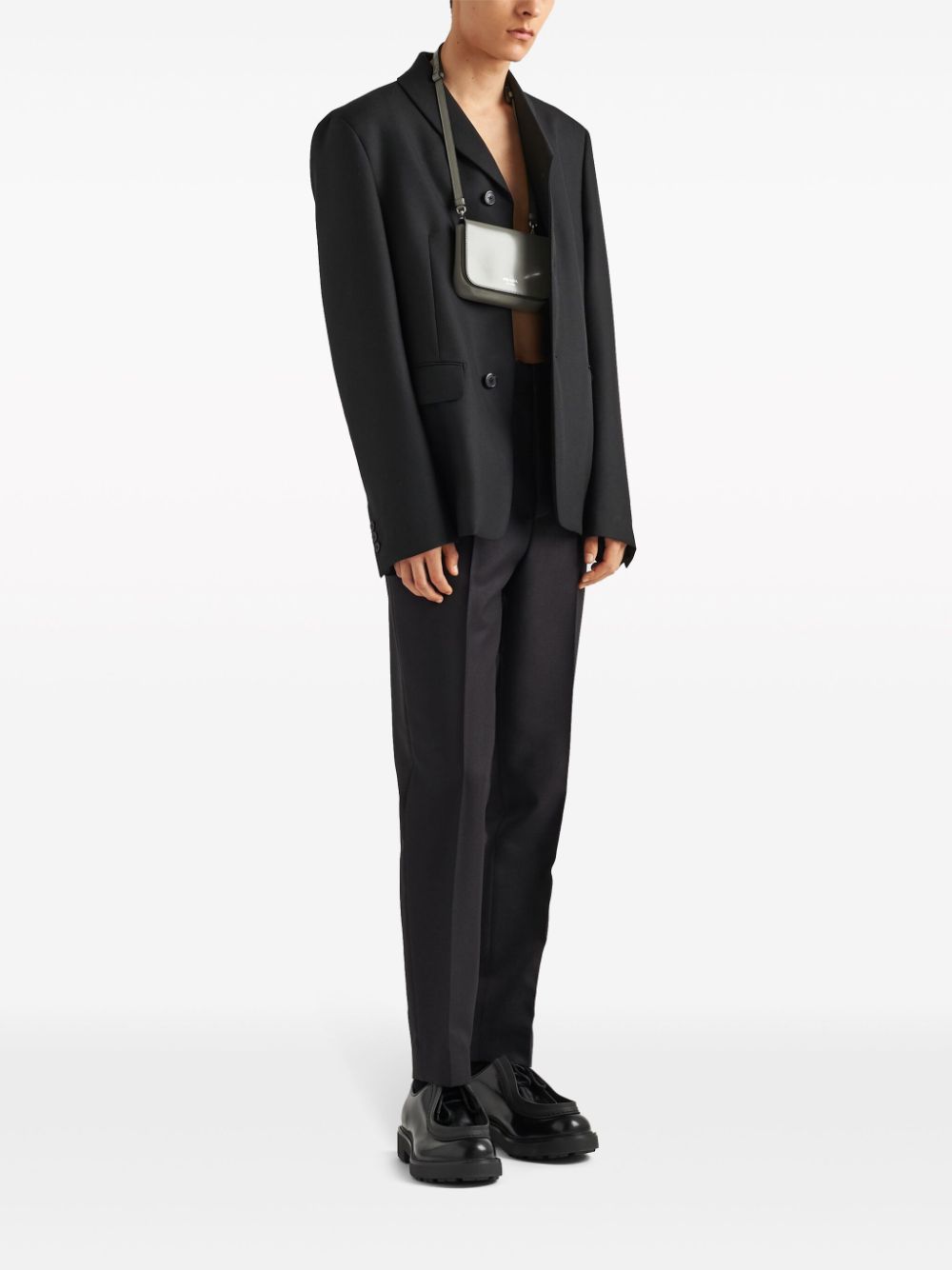 Shop Prada Pressed-crease Wool-mohair Trousers In Black