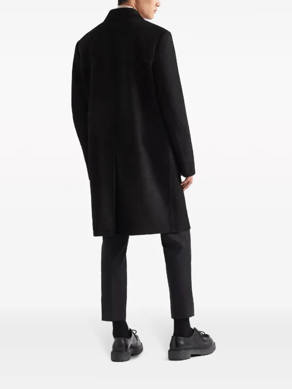 Prada single-breasted Suede Coat | Black | FARFETCH JO