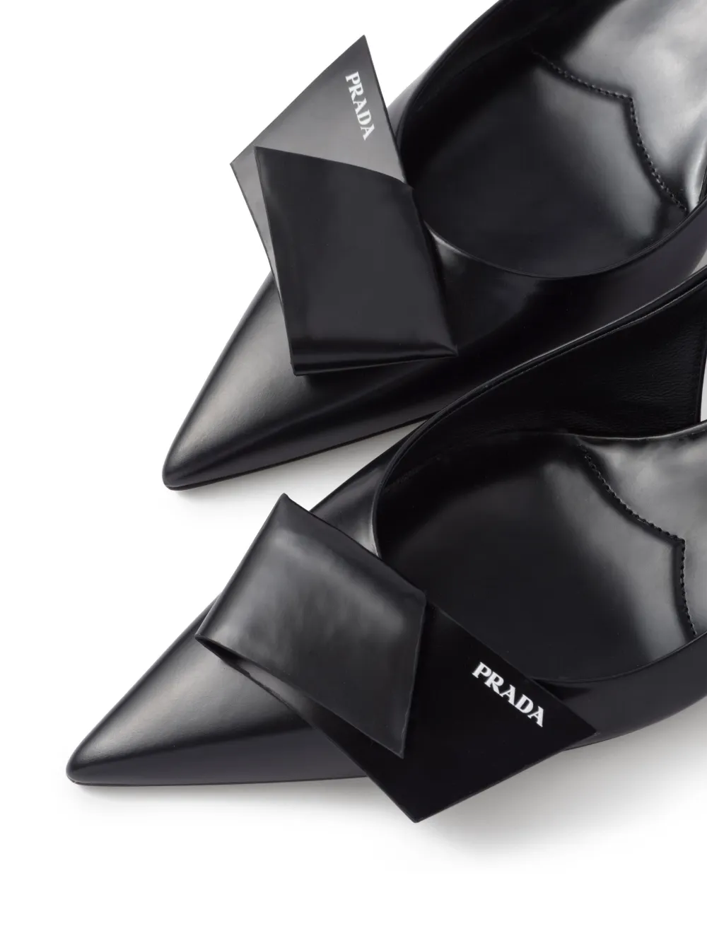 Shop Prada 60mm Fold-detail Leather Pumps In Black