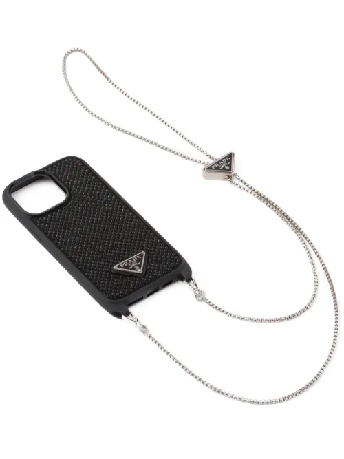 Coque d'iPhone 14 Pro à ornements en cristal - Prada - Modalova