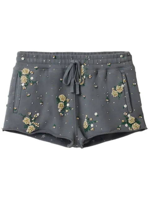 Miu Miu floral-embroidered cotton shorts