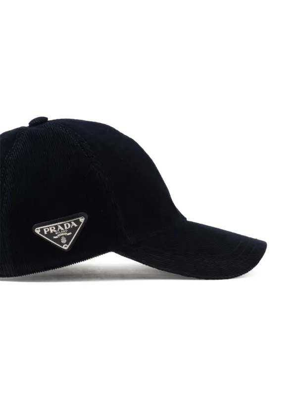 プラダ PRADA トライアングル ロゴ プレート コーデュロイ キャップ