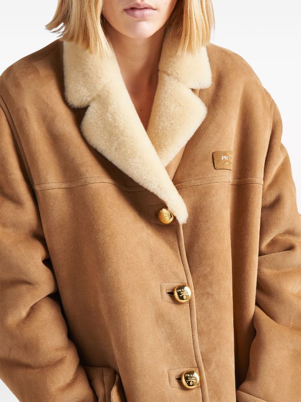 Prada shearling-trim Suede Coat - Farfetch