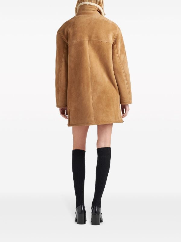 Prada shearling-trim Suede Coat - Farfetch