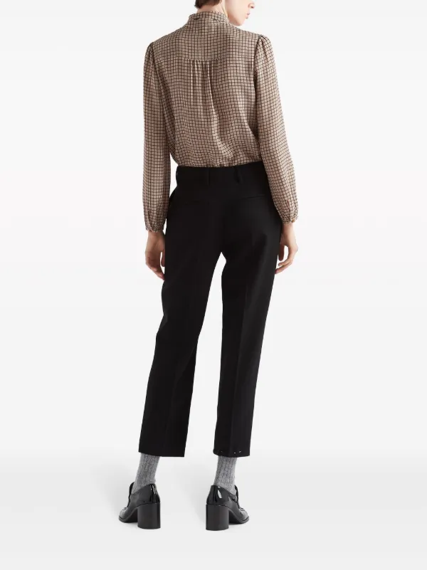 PRADA ウール クロップドパンツ ブラック Prada クロップドパンツ | ブラック | FARFETCH JP