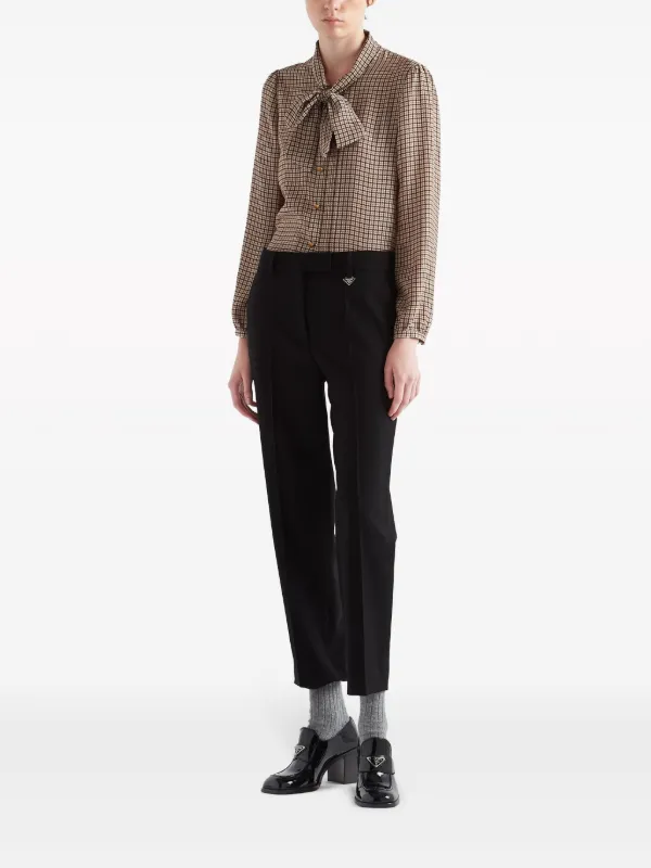 PRADA ウール クロップドパンツ ブラック Prada クロップドパンツ | ブラック | FARFETCH JP