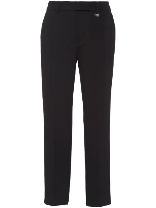 Pantalon court en cuir grainé - Prada - Modalova