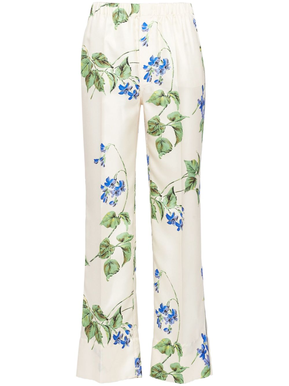 Prada floral twill trousers - Weiß