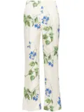 Prada floral-print twill trousers - White