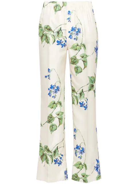 Prada floral-print twill trousers
