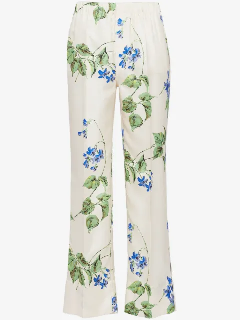 Prada floral-print twill trousers