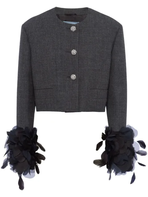 Prada feather-trimmed wool cropped jacket