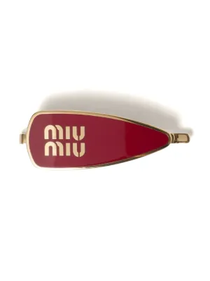 Miu Miu レザー ヘアクリップ | ホワイト | FARFETCH JP
