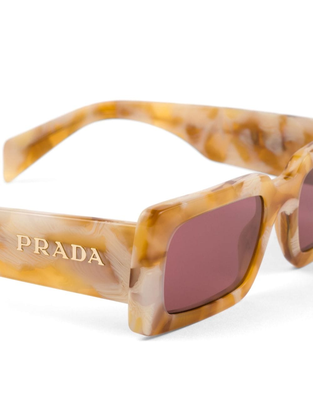 Shop Prada Logo-plaque Rectangle-frame Sunglasses In Yellow