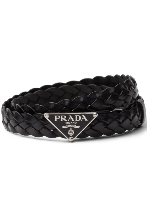 Ceinture en cuir à logo triangle - Prada - Modalova