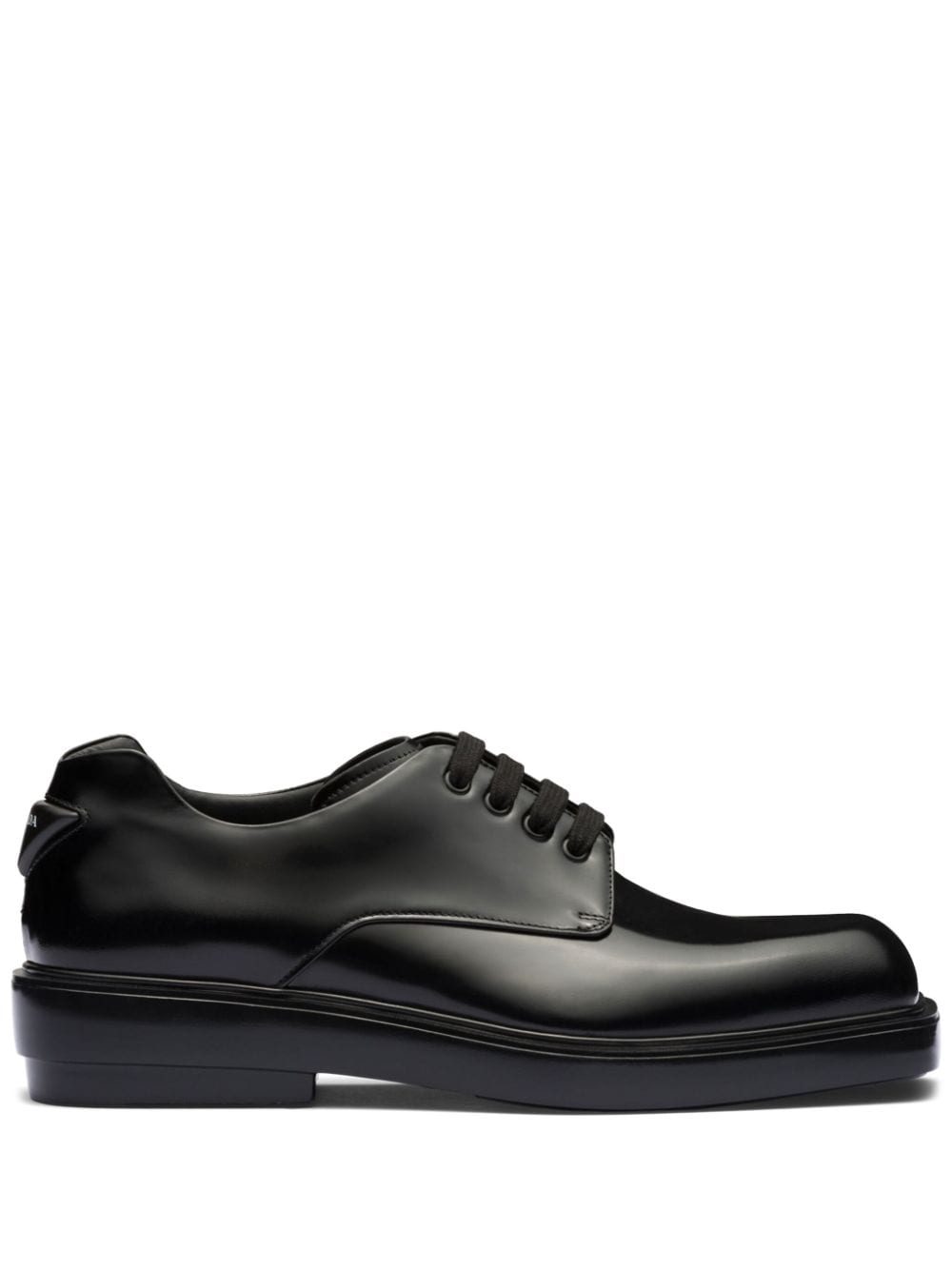 Prada Fender Leather Derby Shoes In Black