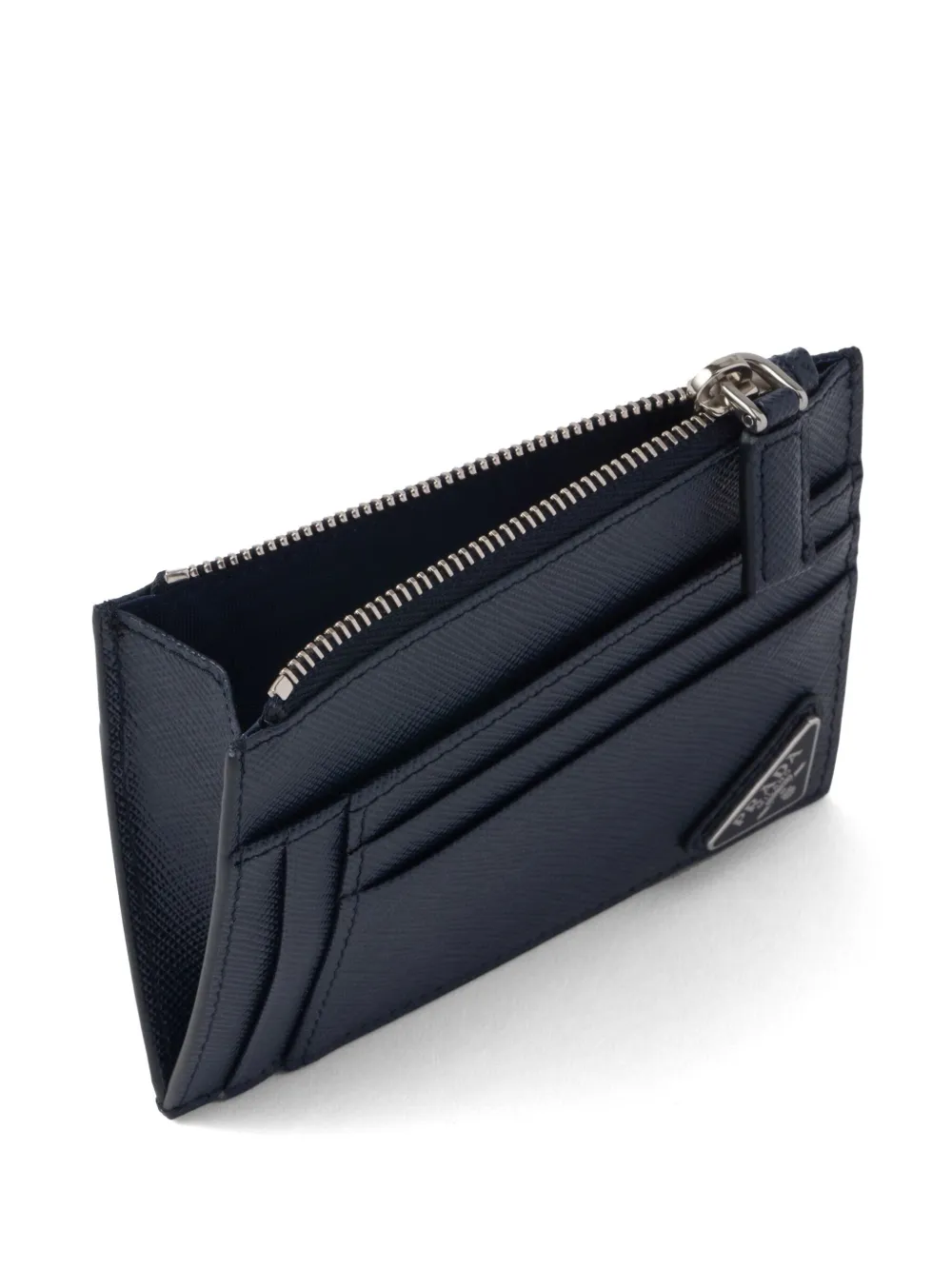Prada Triangle Logo Cardholder In Blue