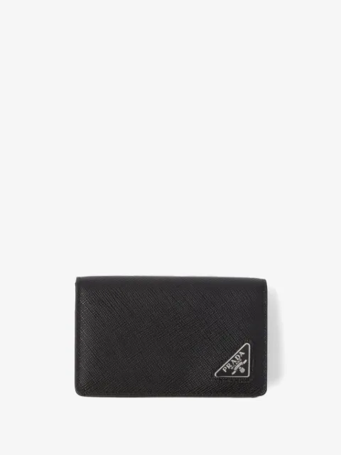Prada tarjetero de piel Saffiano con triángulo del logo