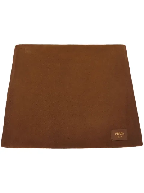 Prada logo-patch suede miniskirt