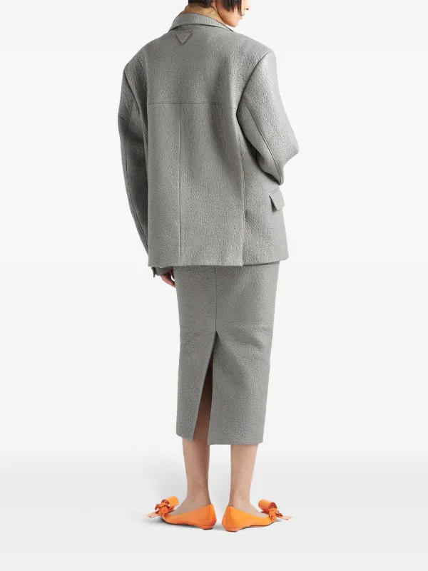 Prada nappa-leather Midi Skirt | Grey | FARFETCH