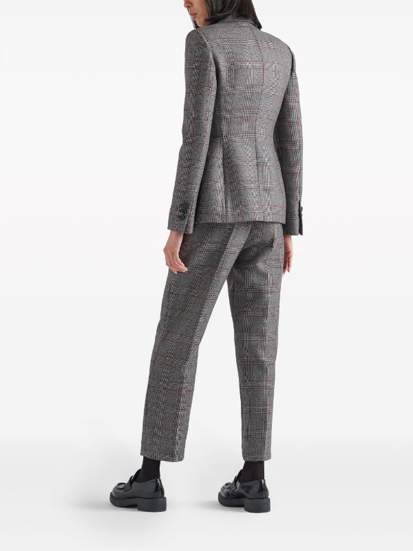 Prada Prince Of Wales-check Tailored Trousers - Farfetch