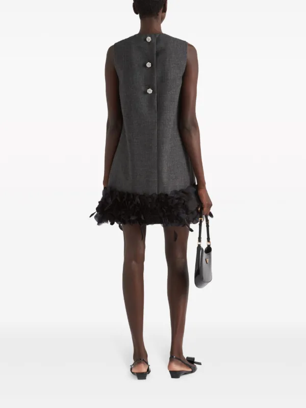 Prada feather-detail Mini Dress | Grey