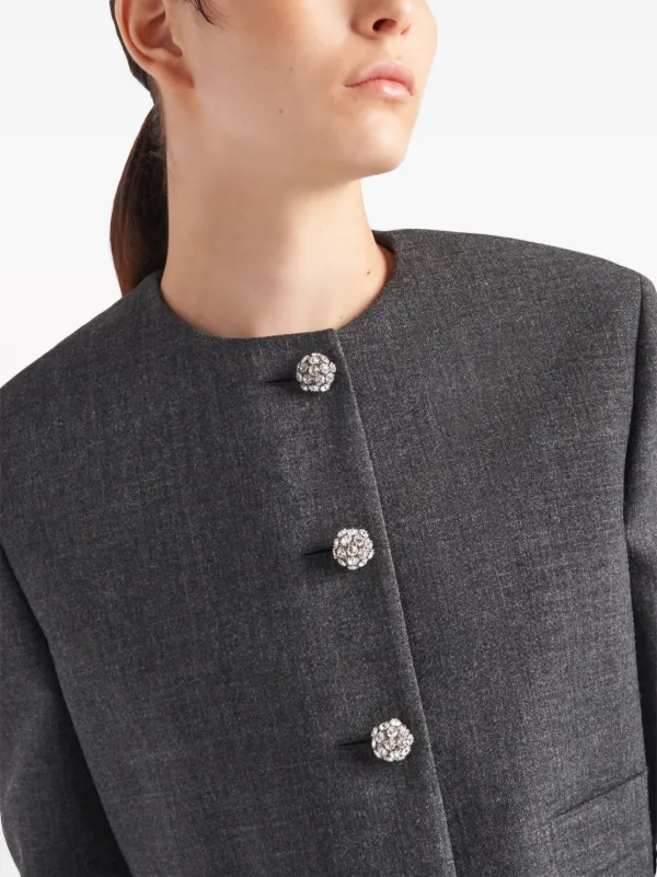 Prada ビジューボタン クロップドジャケット | グレー | FARFETCH JP