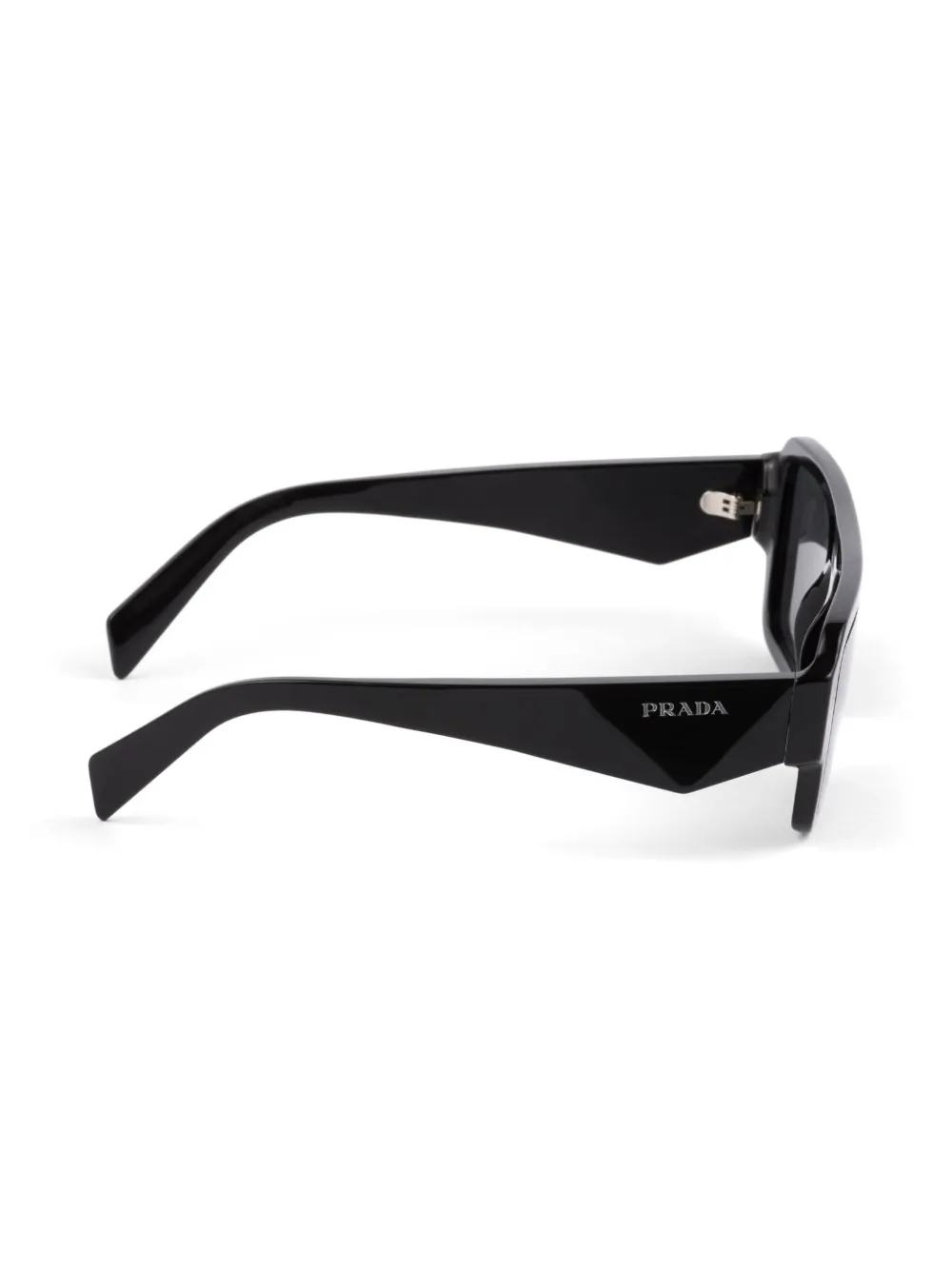 Shop Prada Symbole Rectangle-frame Sunglasses In Black