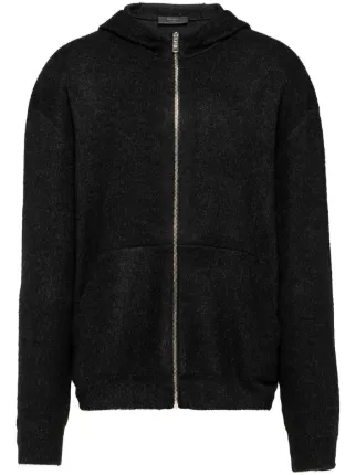 Velour hooded sweatshirt in black - Prada | Mytheresa