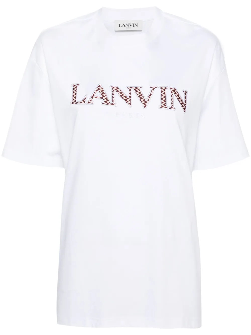 Shop Lanvin Logo-patches Cotton T-shirt In White