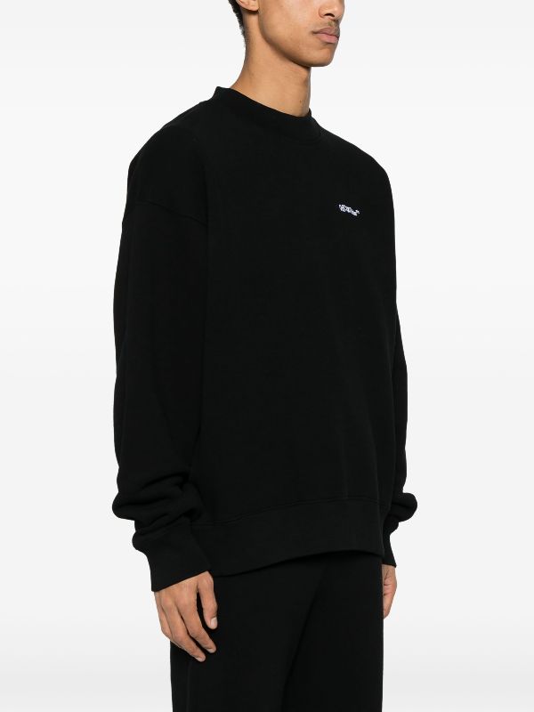 Off-White logo-embroidered Cotton Sweatshirt | Black | FARFETCH AO