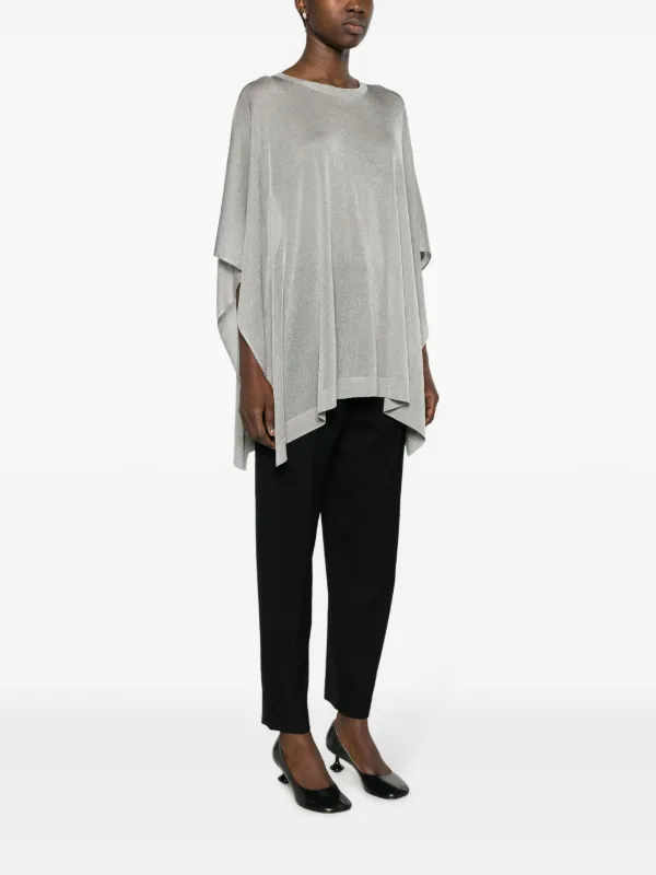 Fabiana Filippi semi-sheer Knitted Cape | Grey | FARFETCH
