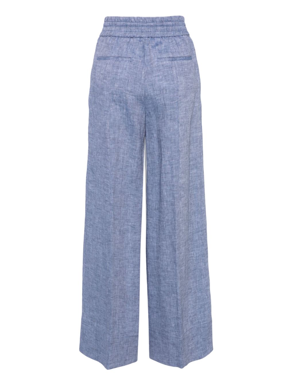 Peserico high-waist wide-leg linen trousers - Blauw