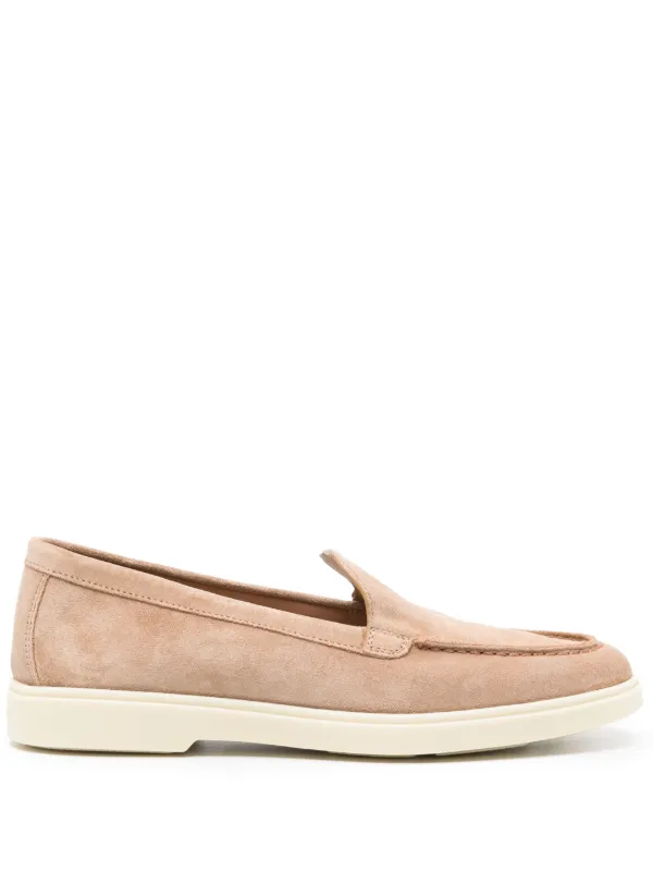 Santoni round toe Suede Loafers Neutrals FARFETCH LB